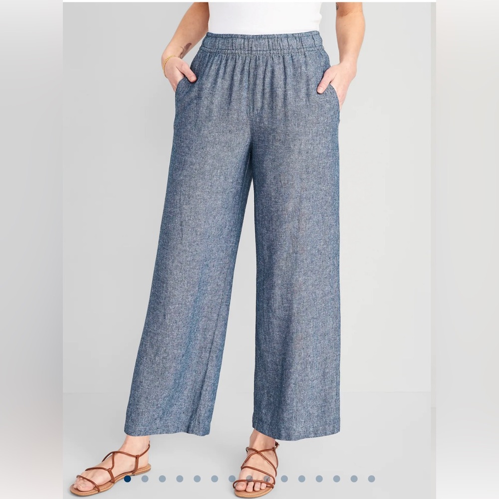 High-Waisted Linen-Blend Wide-Leg Pants for Women